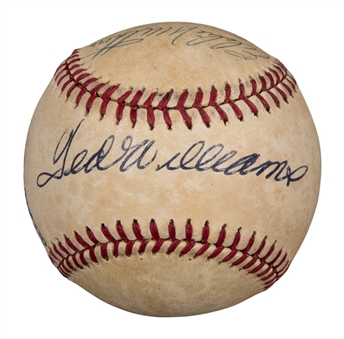 500 Home Run Club Signed OAL Brown Baseball With 4 Signatures - Williams, Aaron, Mathews, & Banks (JSA)